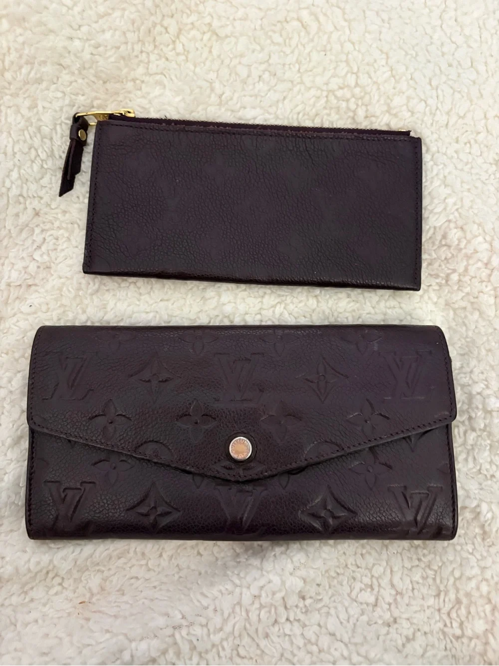 Louis Vuitton Plum Embossed Monogram Envelope Wallet